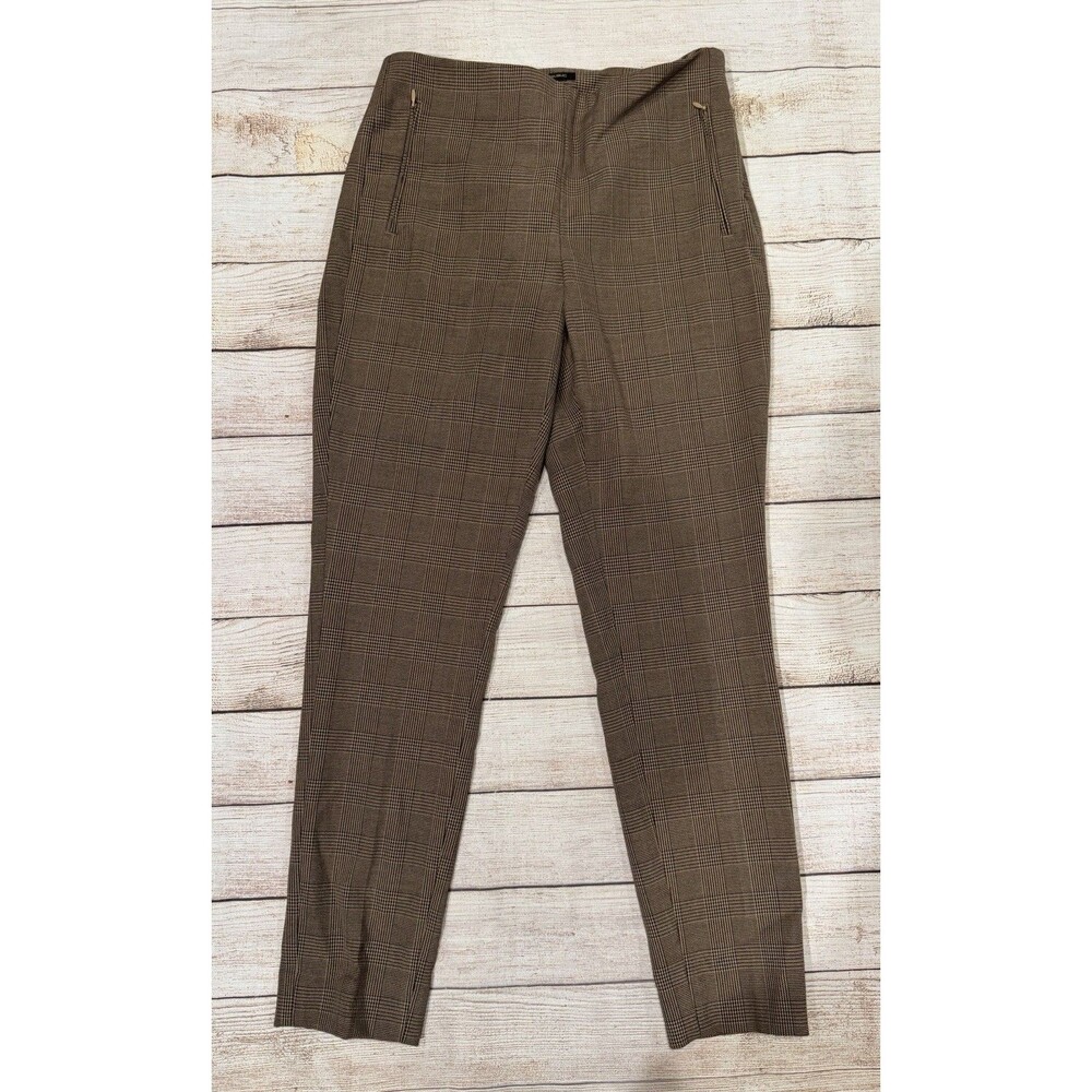 Banana Republic brown plaid tapered Pull-on Flat front trousers NWT Size 0